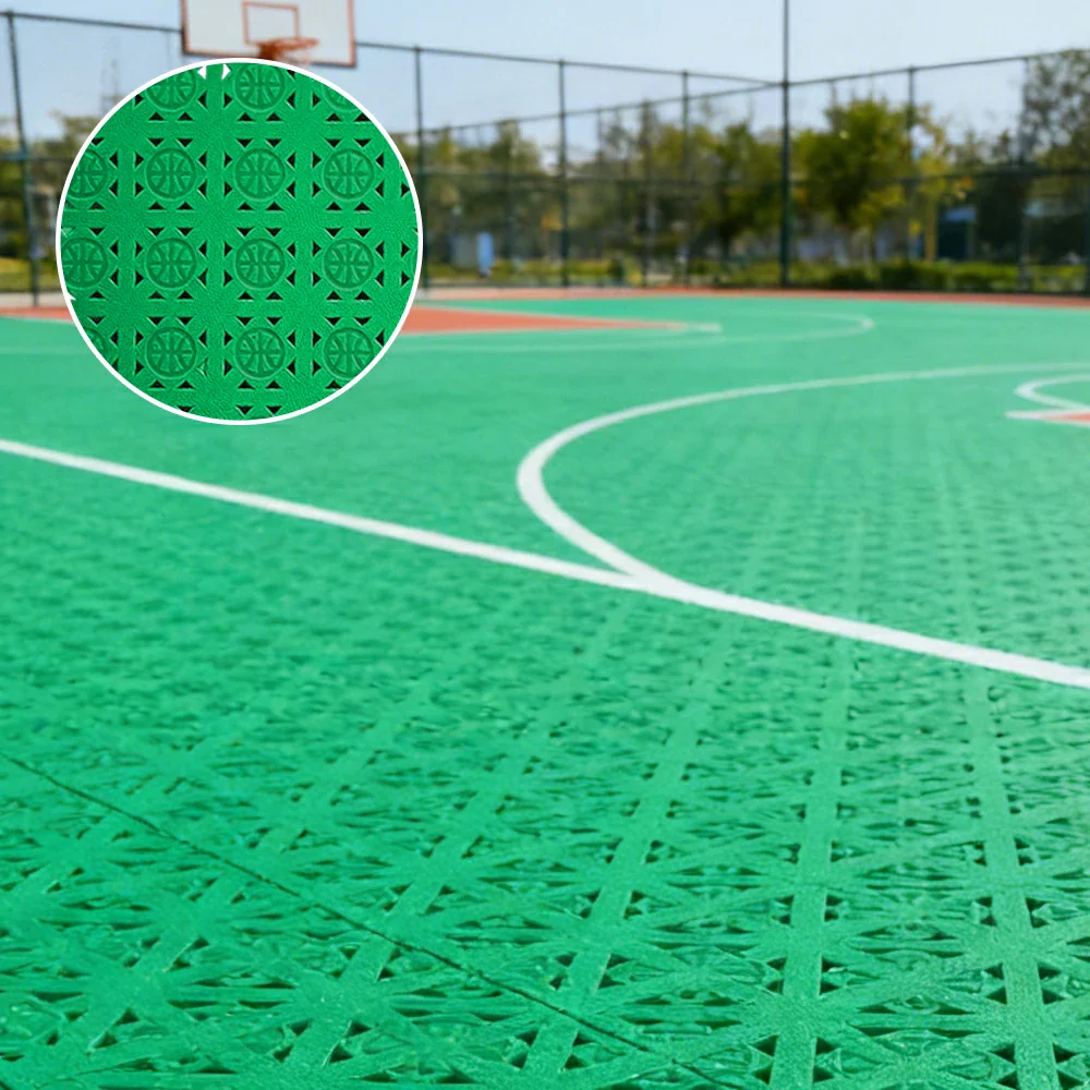 DUNK MASTER Interlocking Sports Floor Tiles - Anti-Slip Shock Absorbing Modular Court Flooring 10/20/30  Square Meters Basketball Court Outdoor Use - Emerald Green - Image 4