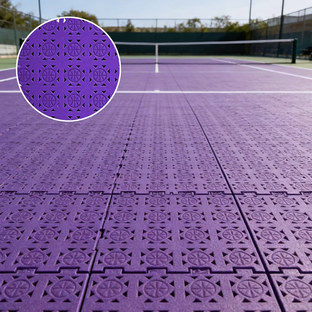 DUNK MASTER Interlocking Sports Floor Tiles - Anti-Slip Shock Absorbing Modular Court Flooring 10/20/30  Square Meters Basketball Court Outdoor Use - Purple - Image 4