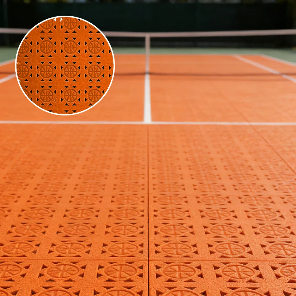 DUNK MASTER Interlocking Sports Floor Tiles - Anti-Slip Shock Absorbing Modular Court Flooring 10/20/30 Square Meters Basketball Court Outdoor Use - Orange - Image 4