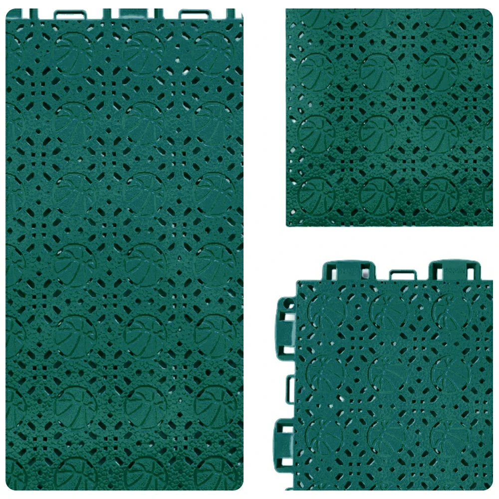 DUNK MASTER Interlocking Sports Floor Tiles - Anti-Slip Shock Absorbing Modular Court Flooring 10/20/30  Square Meters Basketball Court Outdoor Use - Dark Green - Image 3