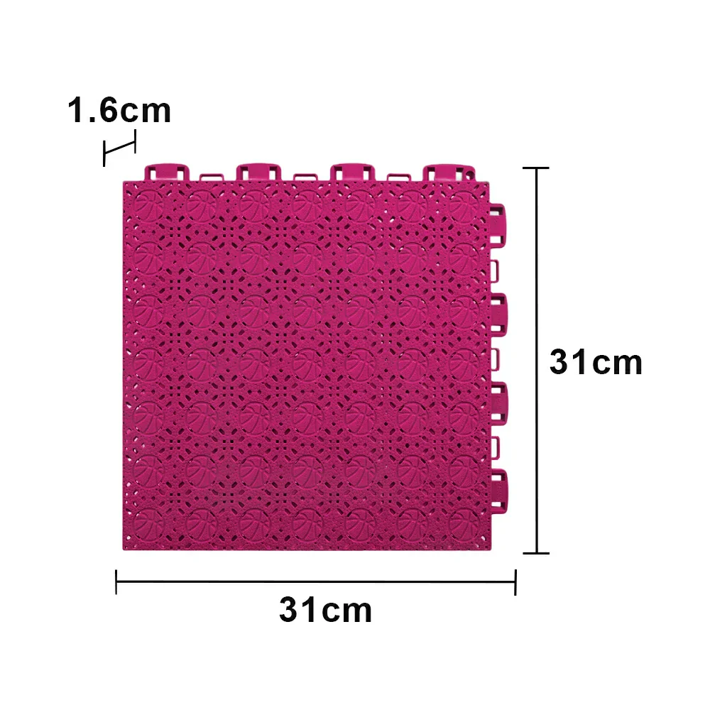 DUNK MASTER Interlocking Sports Floor Tiles - Anti-Slip Shock Absorbing Modular Court Flooring 10/20/30 Square Meters Basketball Court Outdoor Use - Rose Red - Image 5