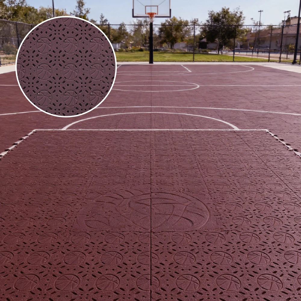 DUNK MASTER Interlocking Sports Floor Tiles - Anti-Slip Shock Absorbing Modular Court Flooring 10/20/30  Square Meters Basketball Court Outdoor Use - Coffee - Image 4
