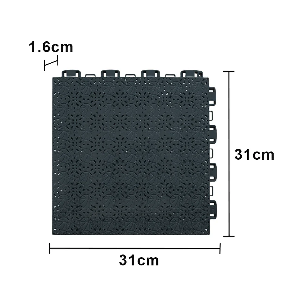 DUNK MASTER Interlocking Sports Floor Tiles - Anti-Slip Shock Absorbing Modular Court Flooring 10/20/30  Square Meters Basketball Court Outdoor Use - Black - Image 5