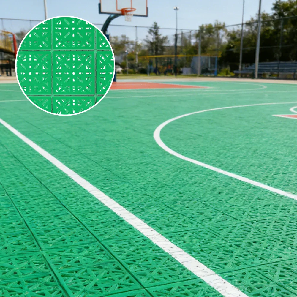 DUNK MASTER Interlocking Sports Floor Tiles - Anti-Slip Shock Absorbing Modular Court Flooring 10/20/30 Square Meters Basketball Court Outdoor Use - Emerald Green - Image 2
