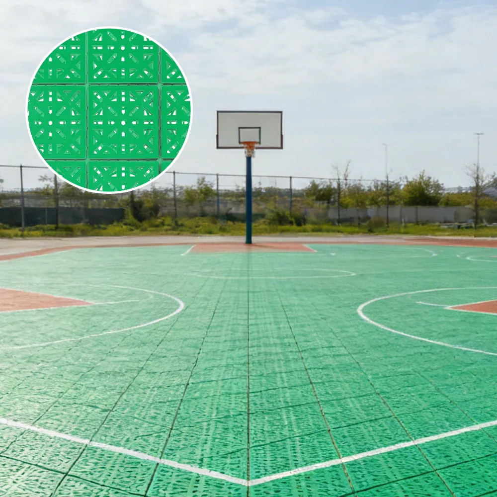 DUNK MASTER Interlocking Sports Floor Tiles - Anti-Slip Shock Absorbing Modular Court Flooring 10/20/30 Square Meters Basketball Court Outdoor Use - Emerald Green - Image 4
