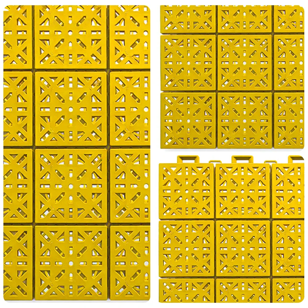 DUNK MASTER Interlocking Sports Floor Tiles - Anti-Slip Shock Absorbing Modular Court Flooring 10/20/30 Square Meters Basketball Court Outdoor Use - Yellow - Image 3