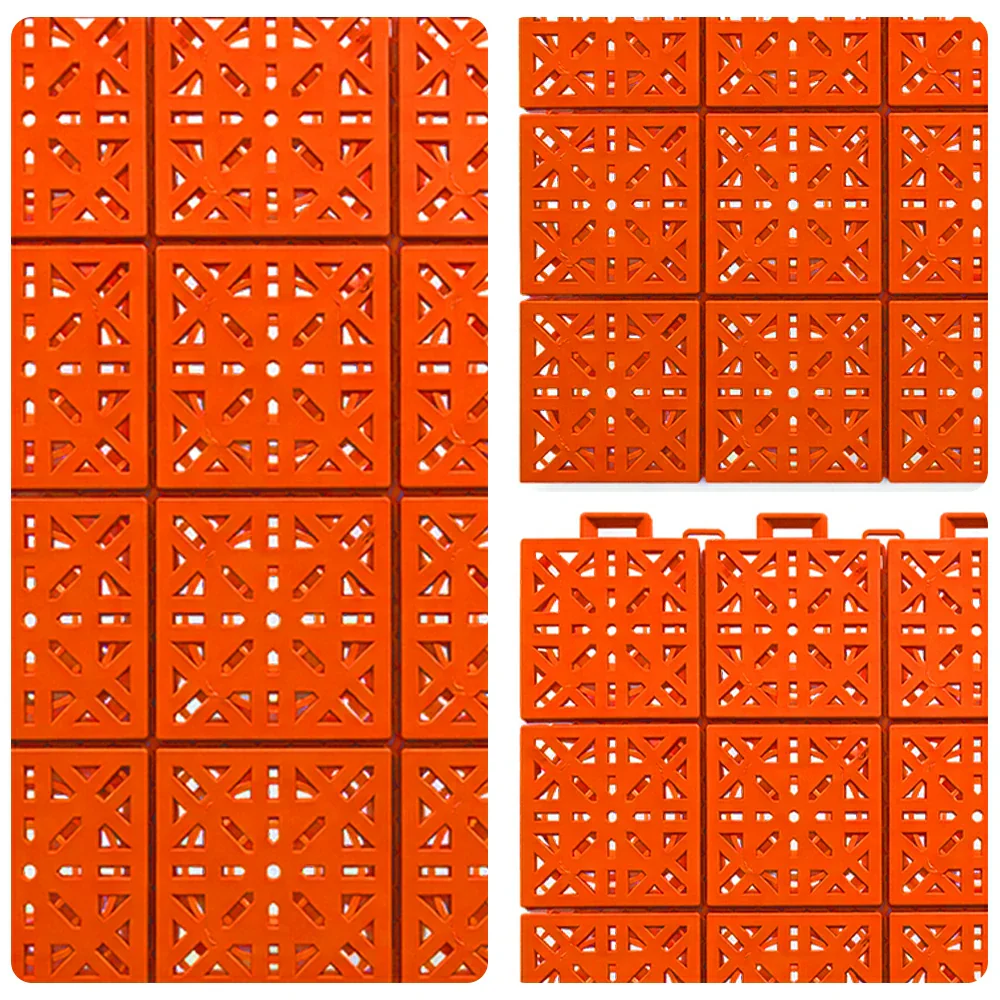 DUNK MASTER Interlocking Sports Floor Tiles - Anti-Slip Shock Absorbing Modular Court Flooring 10/20/30 Square Meters Basketball Court Outdoor Use - Orange - Image 3