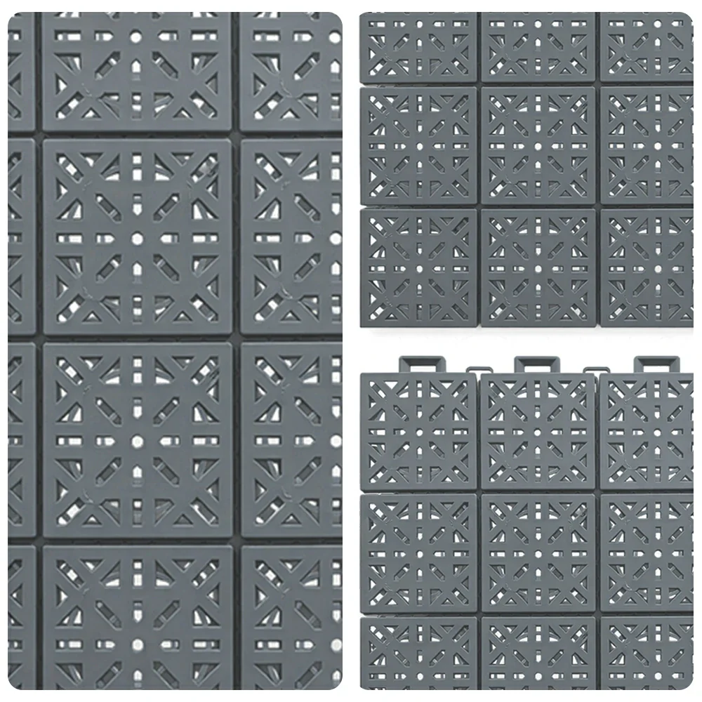 DUNK MASTER Interlocking Sports Floor Tiles - Anti-Slip Shock Absorbing Modular Court Flooring 10/20/30 Square Meters Basketball Court Outdoor Use - Light Grey - Image 3