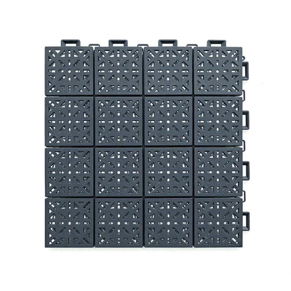 DUNK MASTER Interlocking Sports Floor Tiles - Anti-Slip Shock Absorbing Modular Court Flooring 10/20/30 Square Meters Basketball Court Outdoor Use - Drak Grey
