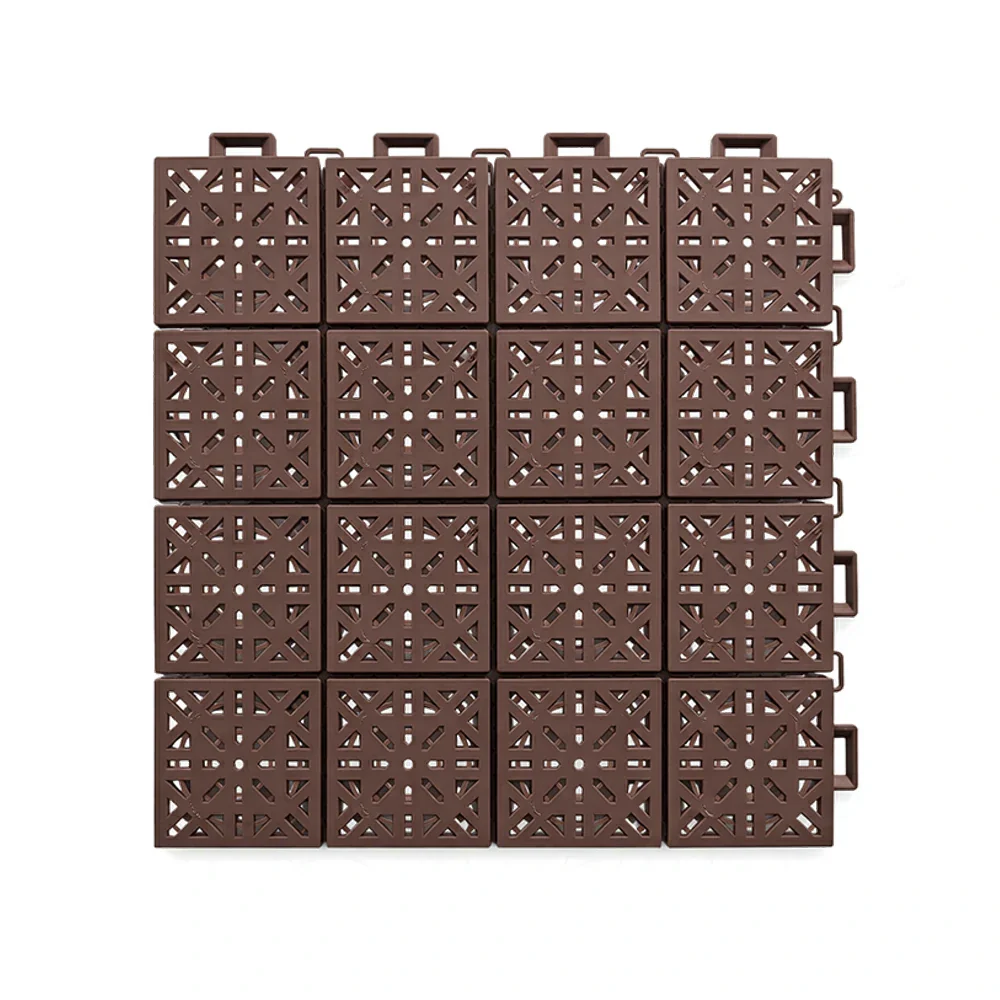 DUNK MASTER Interlocking Sports Floor Tiles - Anti-Slip Shock Absorbing Modular Court Flooring 10/20/30 Square Meters Basketball Court Outdoor Use - Coffee