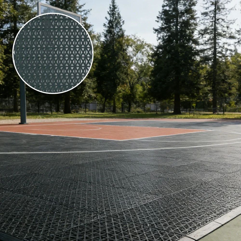 DUNK MASTER Interlocking Sports Floor Tiles - Double Layer Anti-Slip Basketball Court Flooring Modular Tiles 10/20/30 Square Meters - Black - Image 2