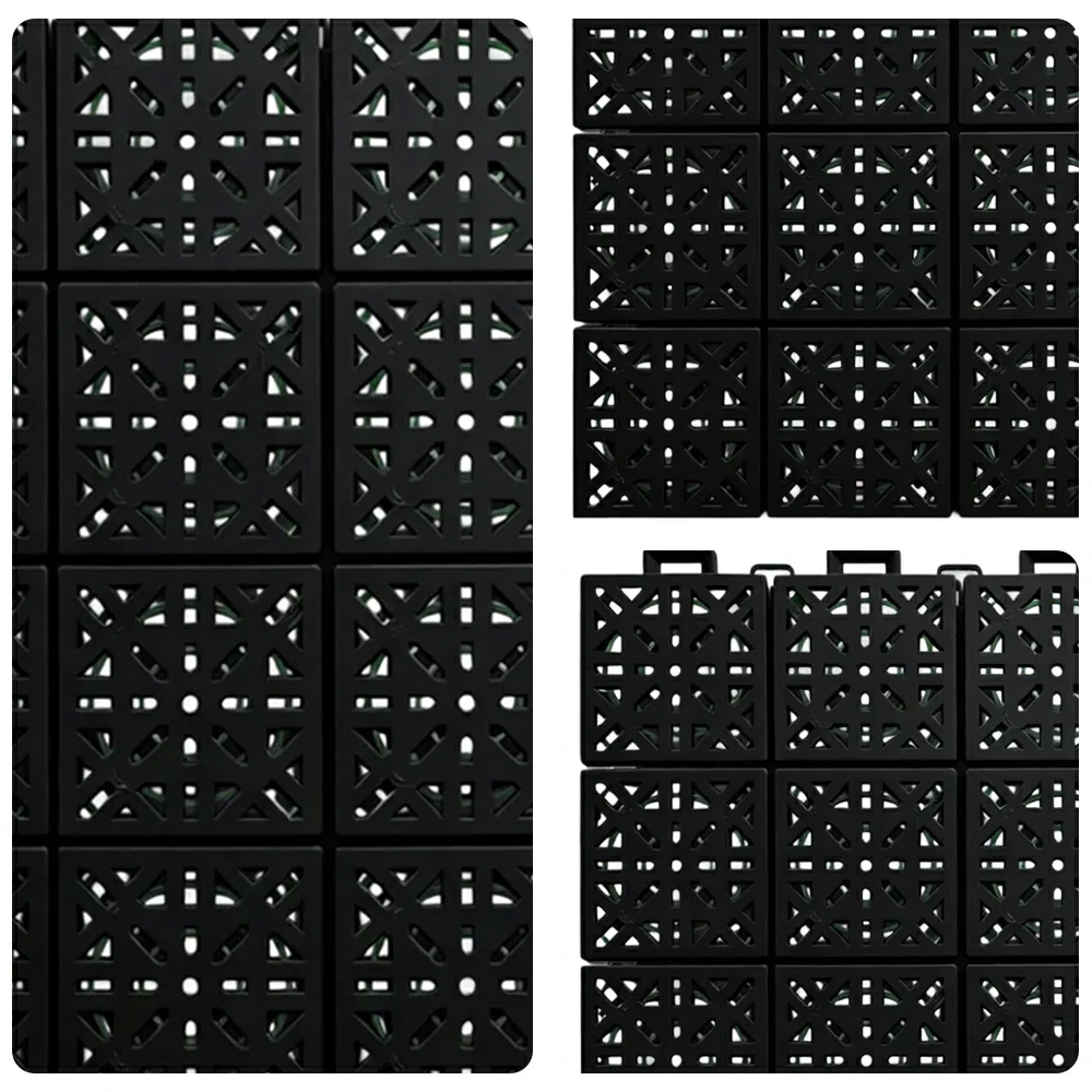 DUNK MASTER Interlocking Sports Floor Tiles - Anti-Slip Shock Absorbing Modular Court Flooring 10/20/30 Square Meters Basketball Court Outdoor Use - Black - Image 3