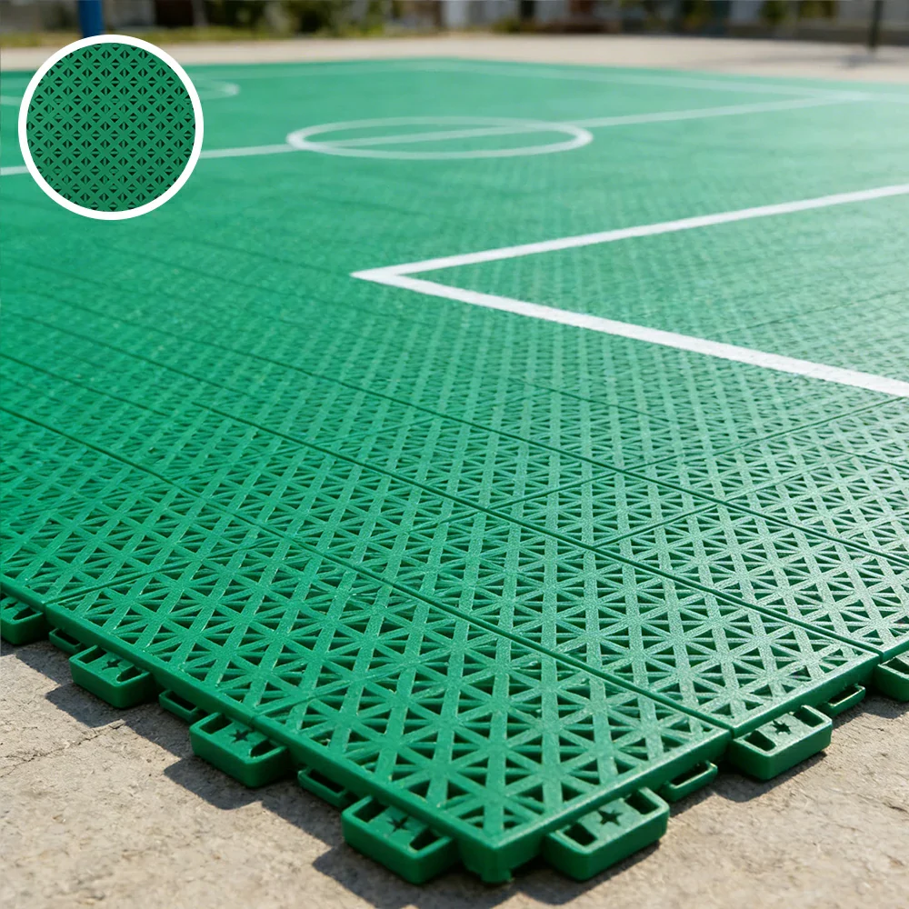 DUNK MASTER Outdoor Interlocking Sports Floor Tiles Anti-Slip Shock Absorbing Basketball Court Flooring 10/20/30 - Grass Green - Image 2