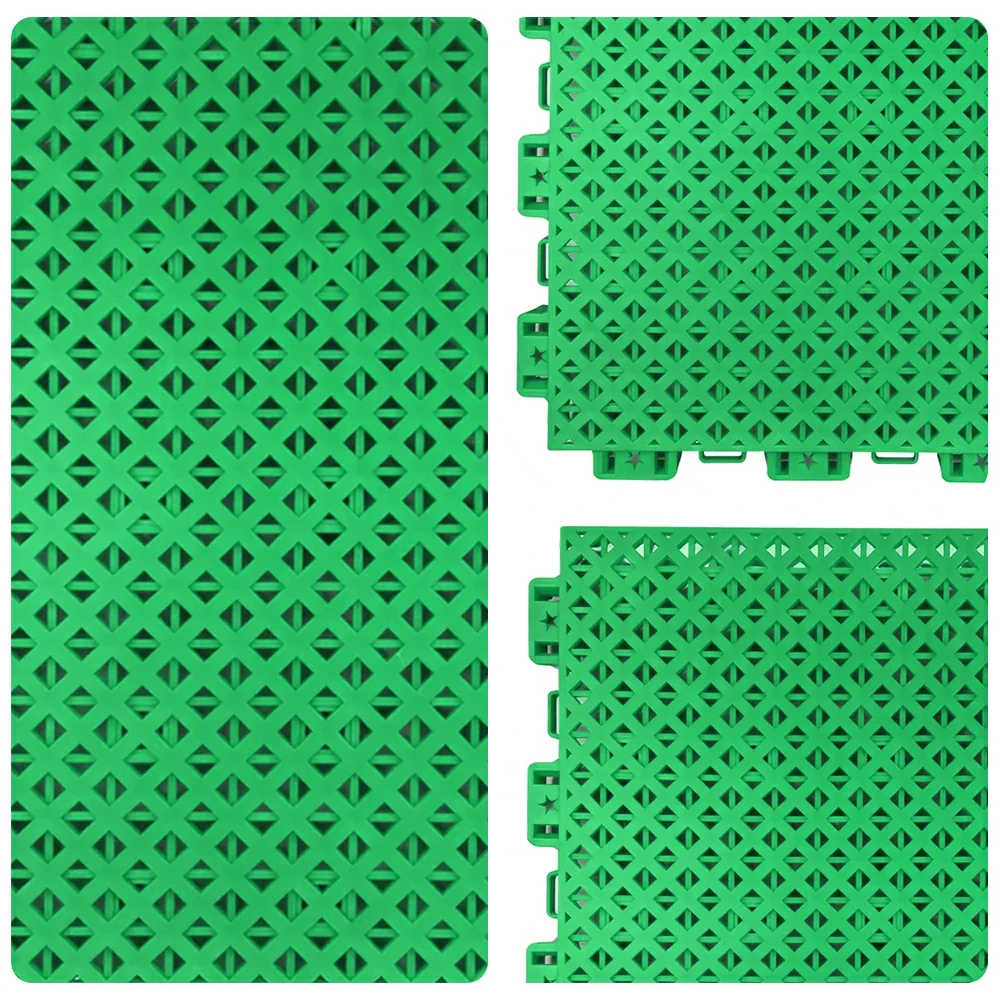 DUNK MASTER Outdoor Interlocking Sports Floor Tiles Anti-Slip Shock Absorbing Basketball Court Flooring 10/20/30 Square Meters - Emerald Green - Image 3
