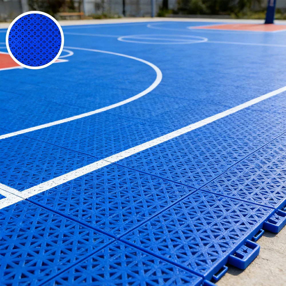DUNK MASTER Outdoor Interlocking Sports Floor Tiles Anti-Slip Shock Absorbing Basketball Court Flooring 10/20/30 Square Meters - Royal Blue - Image 2