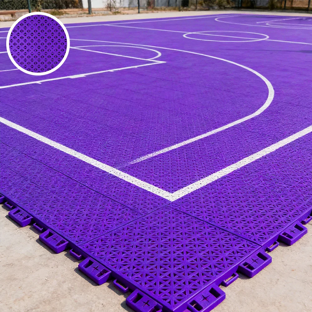 DUNK MASTER Outdoor Interlocking Sports Floor Tiles Anti-Slip Shock Absorbing Basketball Court Flooring 10/20/30 Square Meters - Purple - Image 2