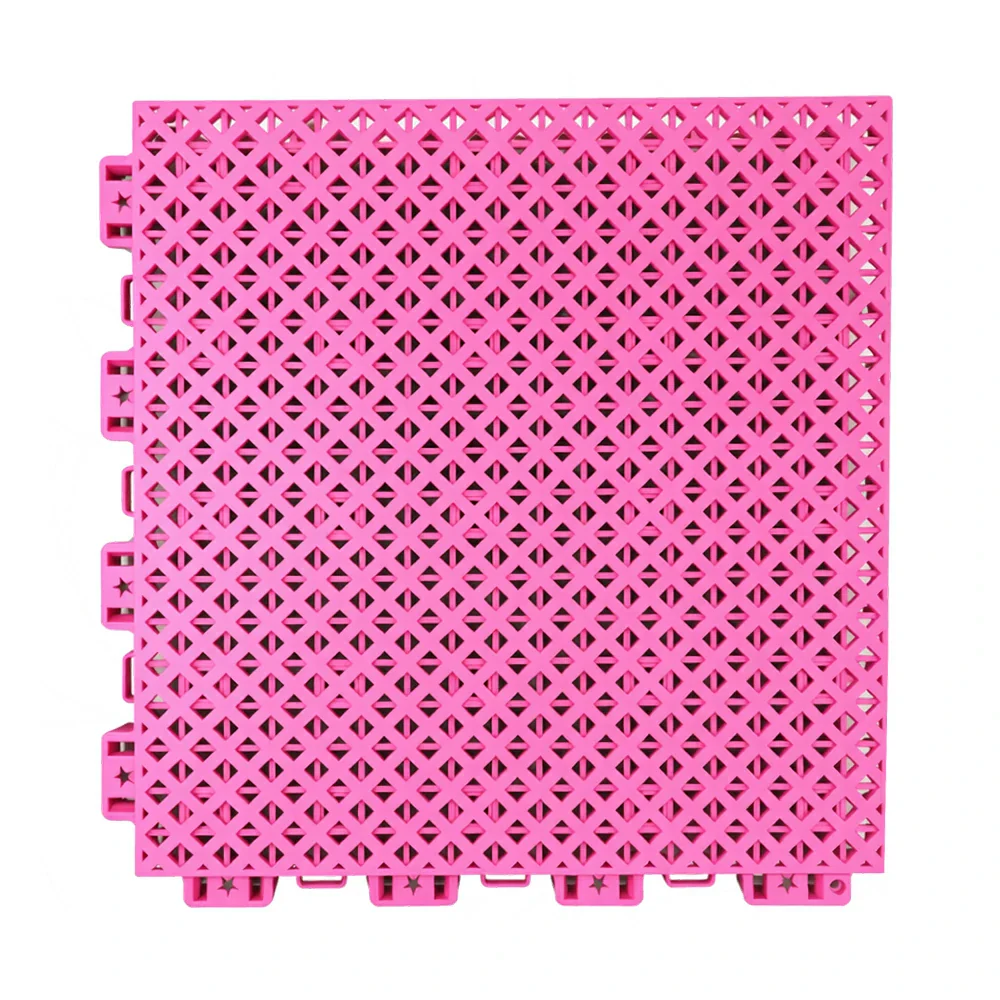 DUNK MASTER Outdoor Interlocking Sports Floor Tiles Anti-Slip Shock Absorbing Basketball Court Flooring 10/20/30 Square Meters - Pink