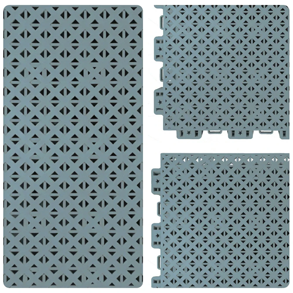 DUNK MASTER Outdoor Interlocking Sports Floor Tiles Anti-Slip Shock Absorbing Basketball Court Flooring 10/20/30 Square Meters - Light Grey - Image 3