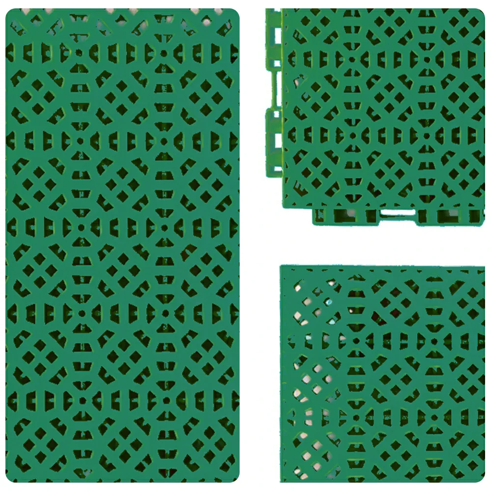 DUNK MASTER Interlocking Sports Floor Tiles - Anti-Slip Grid Pattern Court Flooring 25cm Modular Tiles for Basketball Courts 10/20/30 Square Meters - Grass Green - Image 3