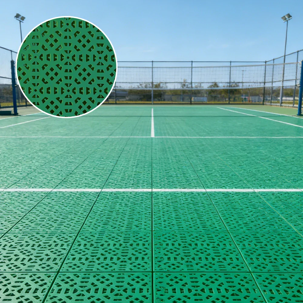 DUNK MASTER Interlocking Sports Floor Tiles - Anti-Slip Grid Pattern Court Flooring 25cm Modular Tiles for Basketball Courts 10/20/30 Square Meters - Grass Green - Image 4