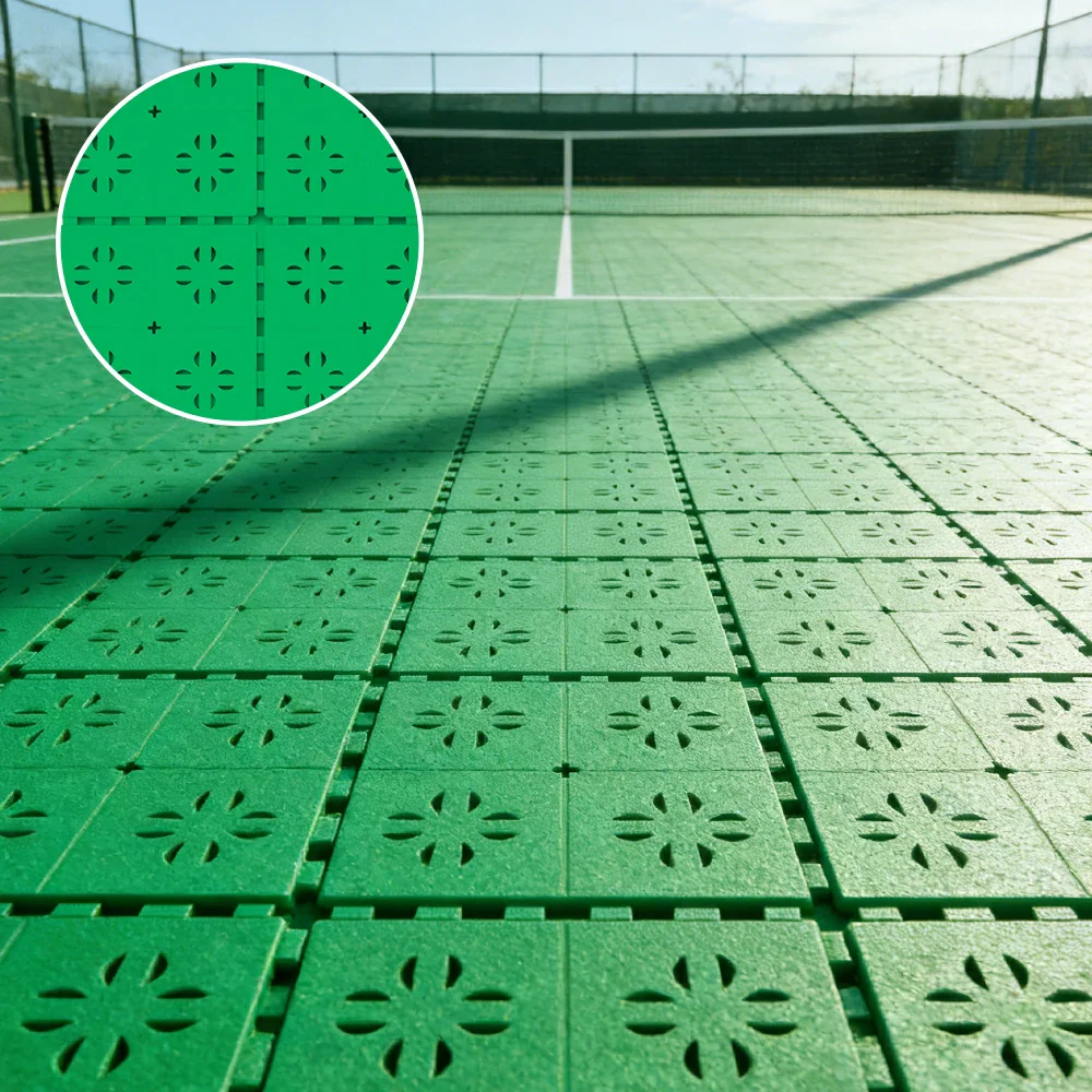 DUNK MASTER Outdoor Interlocking Sports Floor Tiles Anti-Slip Shock Absorbing Basketball Court Flooring 10/20/30 Square Meters - Emerald Green - Image 2