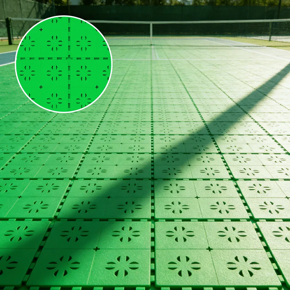 DUNK MASTER Outdoor Interlocking Sports Floor Tiles Anti-Slip Shock Absorbing Basketball Court Flooring 10/20/30 Square Meters - Apple Green - Image 2