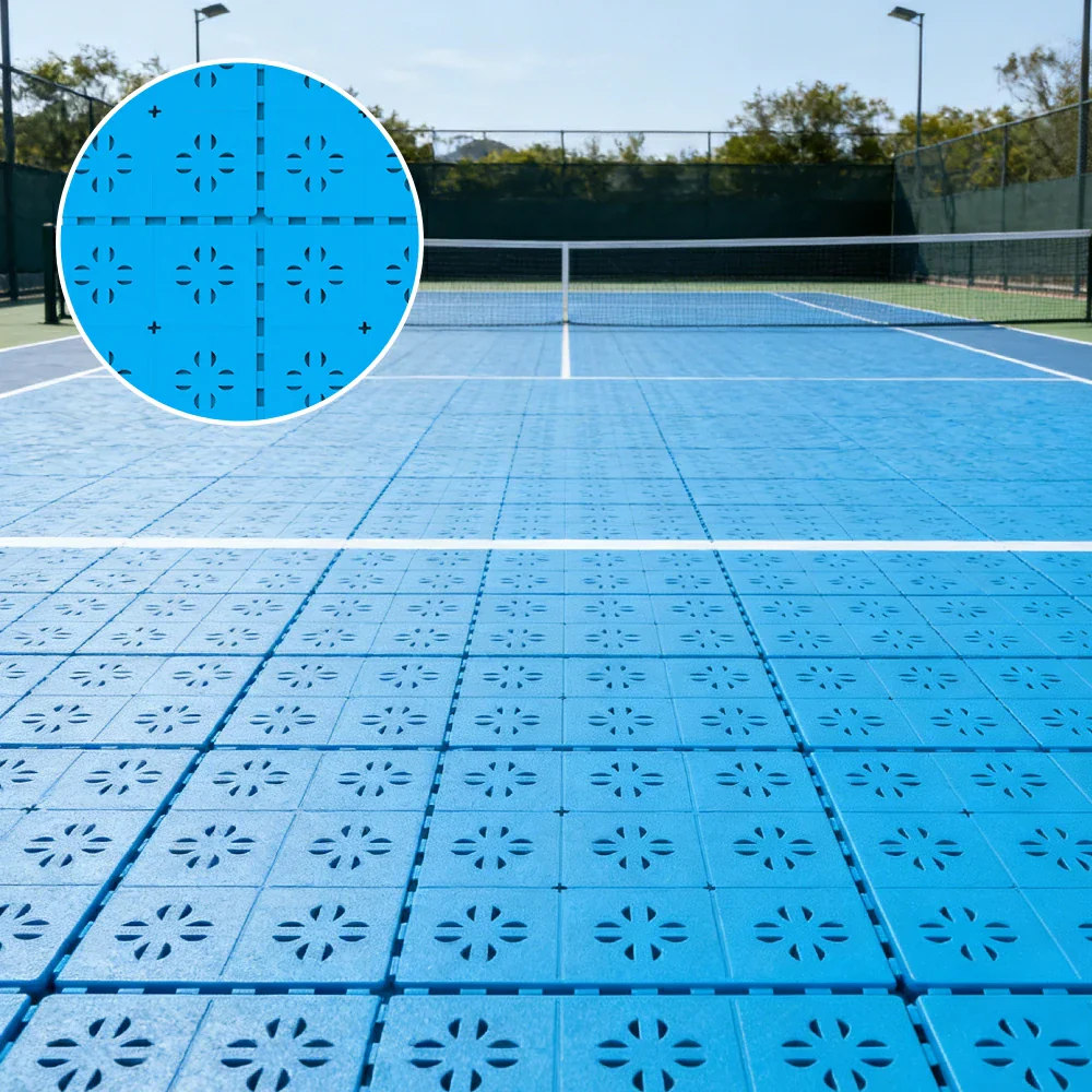 DUNK MASTER Outdoor Interlocking Sports Floor Tiles Anti-Slip Shock Absorbing Basketball Court Flooring 10/20/30 Square Meters - Blue - Image 4