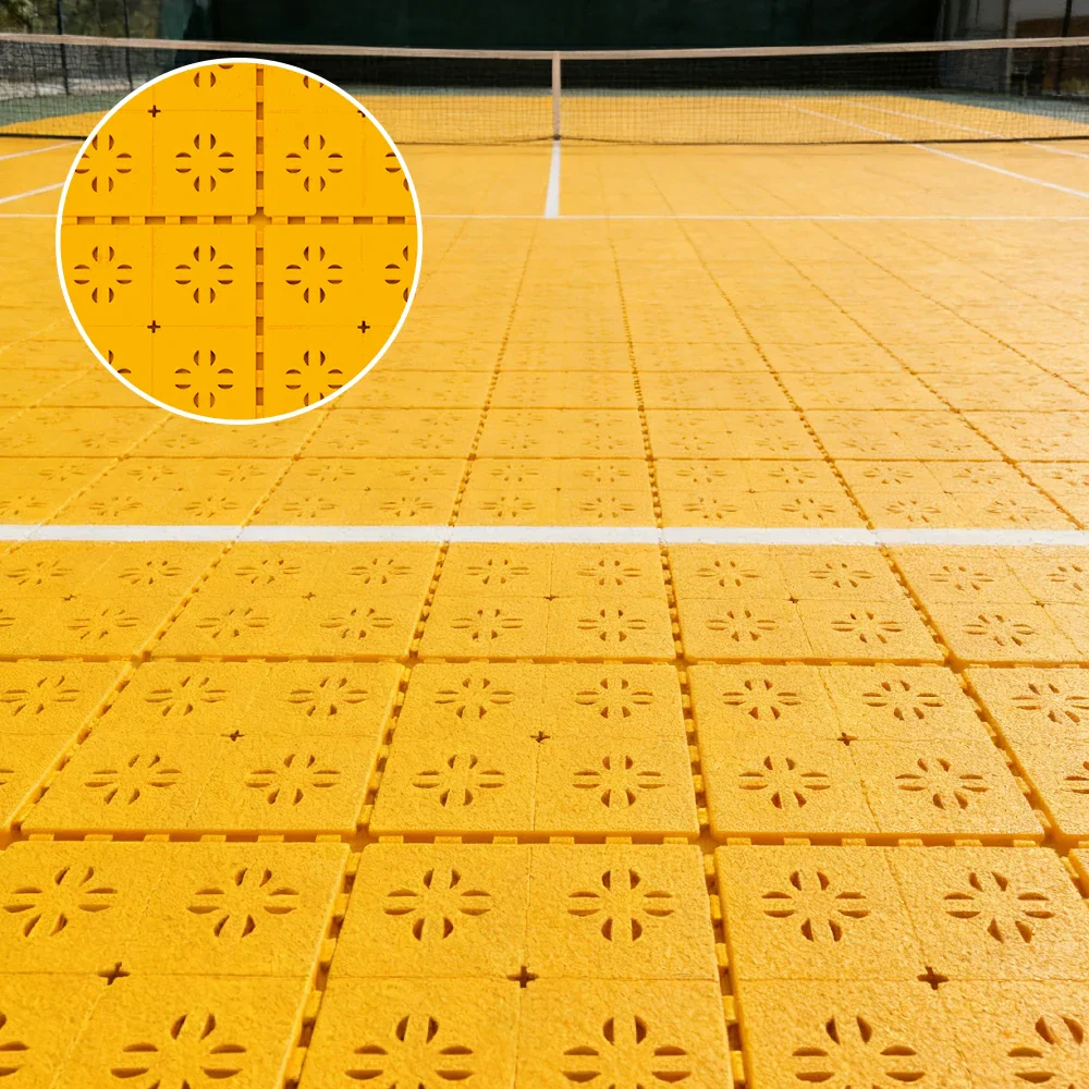 DUNK MASTER Outdoor Interlocking Sports Floor Tiles Anti-Slip Shock Absorbing Basketball Court Flooring 10/20/30 Square Meters - Yellow - Image 2