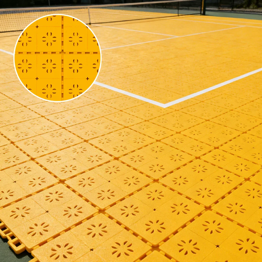 DUNK MASTER Outdoor Interlocking Sports Floor Tiles Anti-Slip Shock Absorbing Basketball Court Flooring 10/20/30 Square Meters - Yellow - Image 4