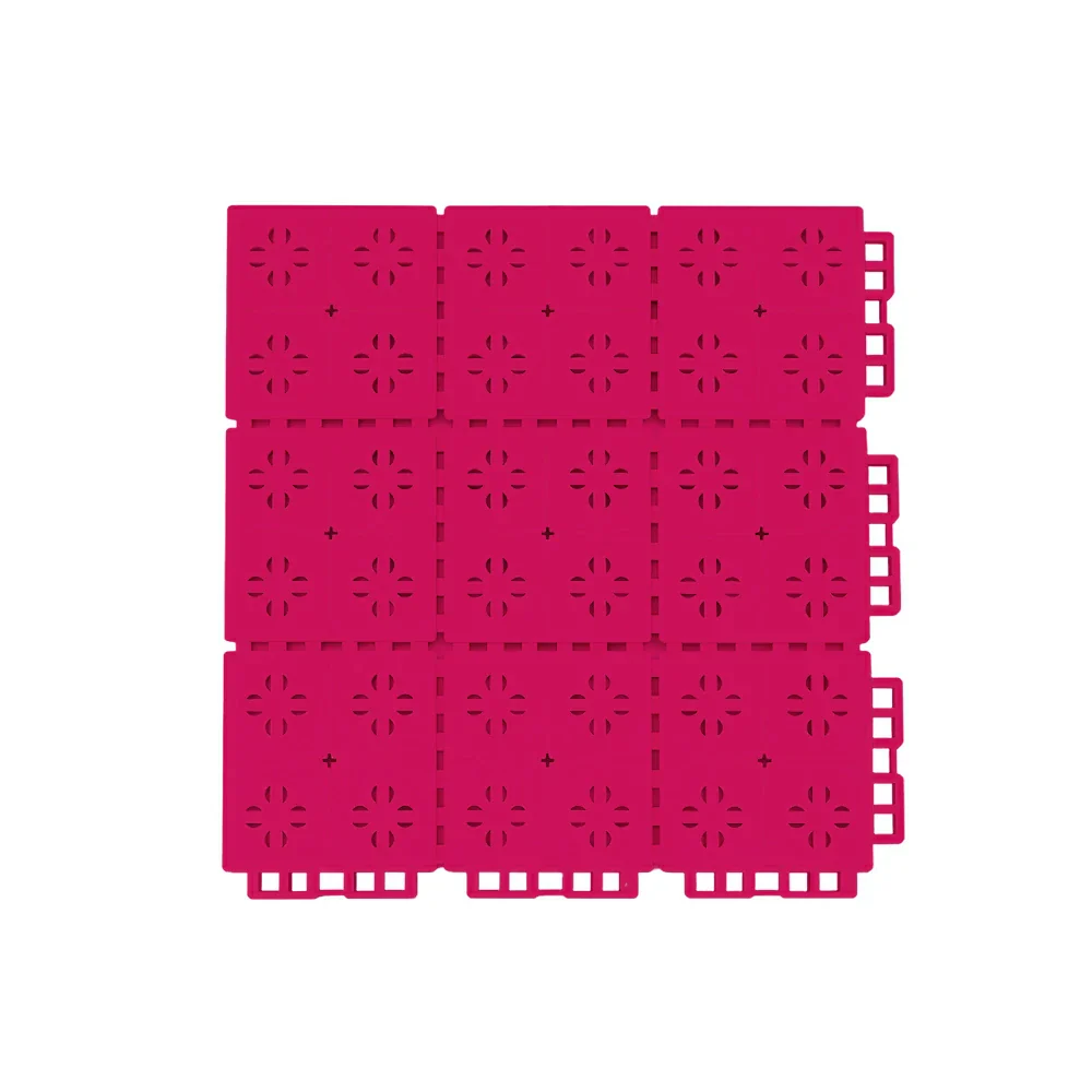DUNK MASTER Outdoor Interlocking Sports Floor Tiles Anti-Slip Shock Absorbing Basketball Court Flooring 10/20/30 Square Meters - Rose Red