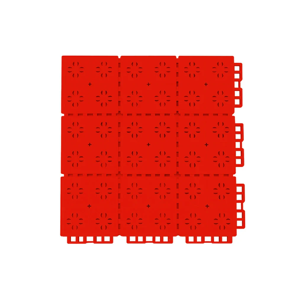 DUNK MASTER Outdoor Interlocking Sports Floor Tiles Anti-Slip Shock Absorbing Basketball Court Flooring 10/20/30 Square Meters - Red