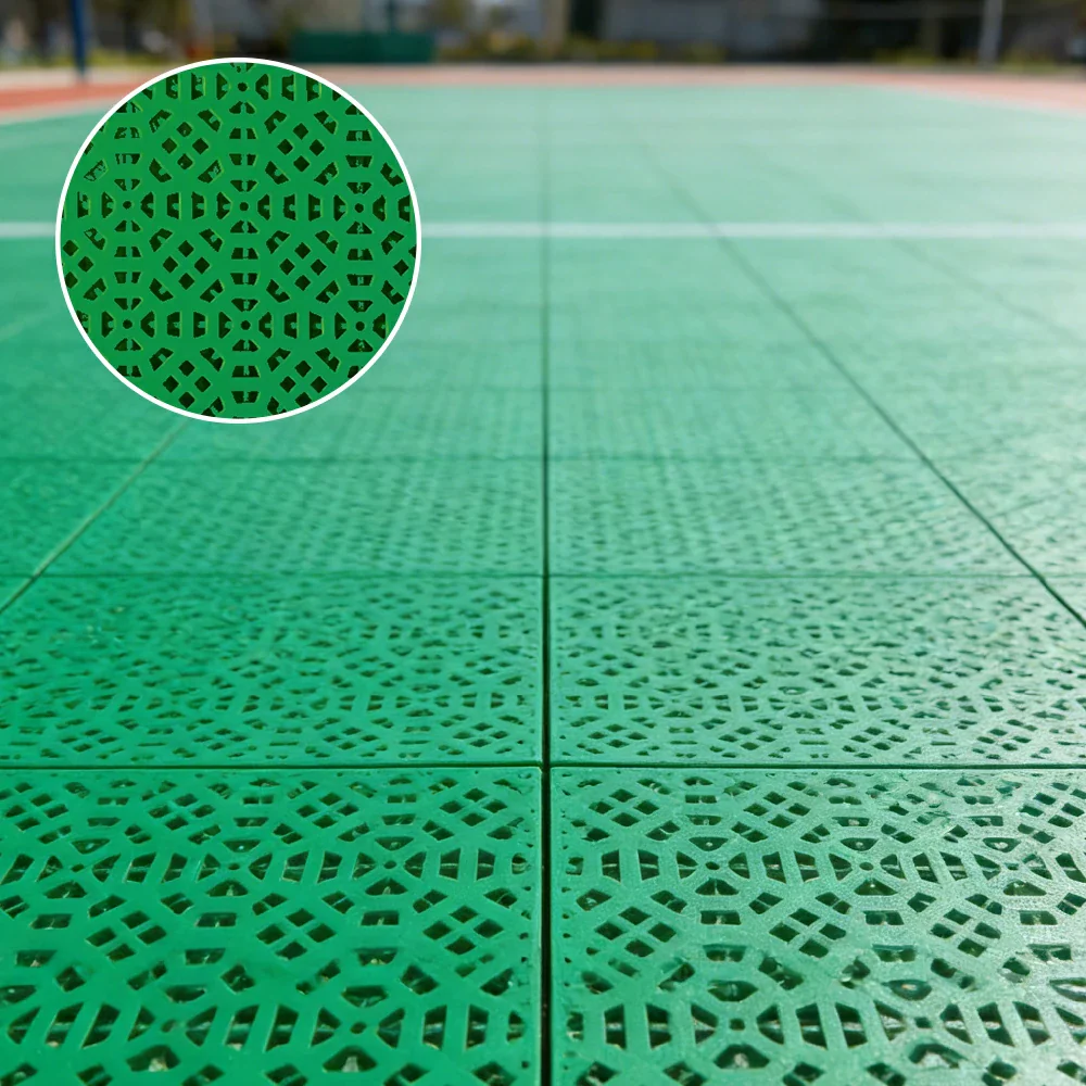 DUNK MASTER Interlocking Sports Floor Tiles - Anti-Slip Grid Pattern Court Flooring 25cm Modular Tiles for Basketball Courts 10/20/30 Square Meters - Emerald Green - Image 2