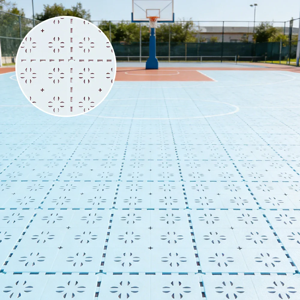 DUNK MASTER Outdoor Interlocking Sports Floor Tiles Anti-Slip Shock Absorbing Basketball Court Flooring 10/20/30 Square Meters - White - Image 2