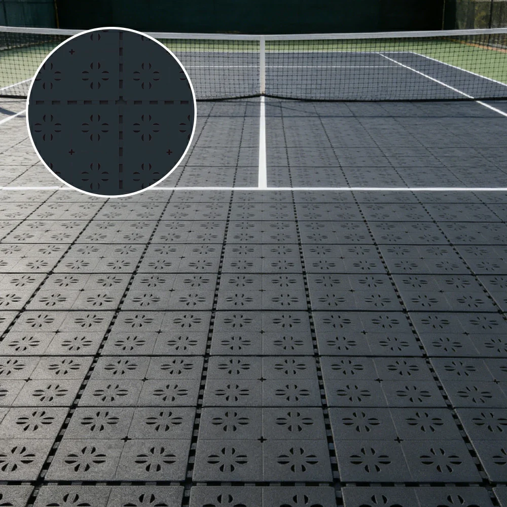 DUNK MASTER Outdoor Interlocking Sports Floor Tiles Anti-Slip Shock Absorbing Basketball Court Flooring 10/20/30 Square Meters - Black - Image 4