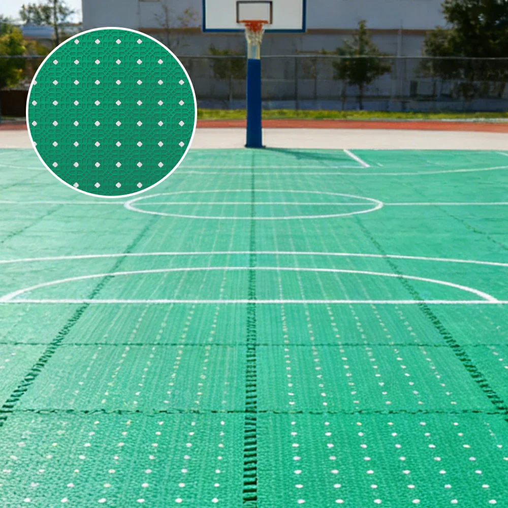 DUNK MASTER Outdoor Interlocking Sports Floor Tiles Anti-Slip Shock Absorbing Basketball Court Flooring 10/20/30 Square Meters - Grass Green - Image 4