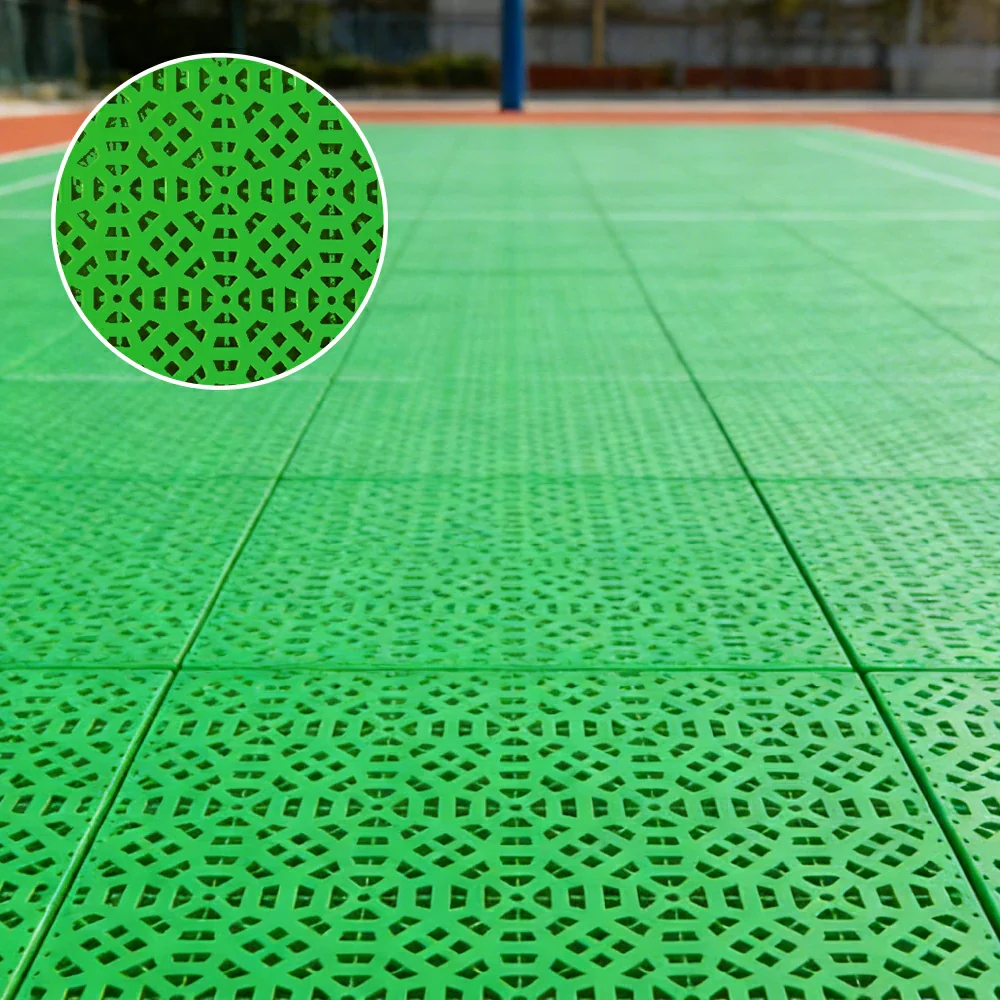 DUNK MASTER Interlocking Sports Floor Tiles - Anti-Slip Grid Pattern Court Flooring 25cm Modular Tiles for Basketball Courts 10/20/30 Square Meters - Apple Green - Image 2