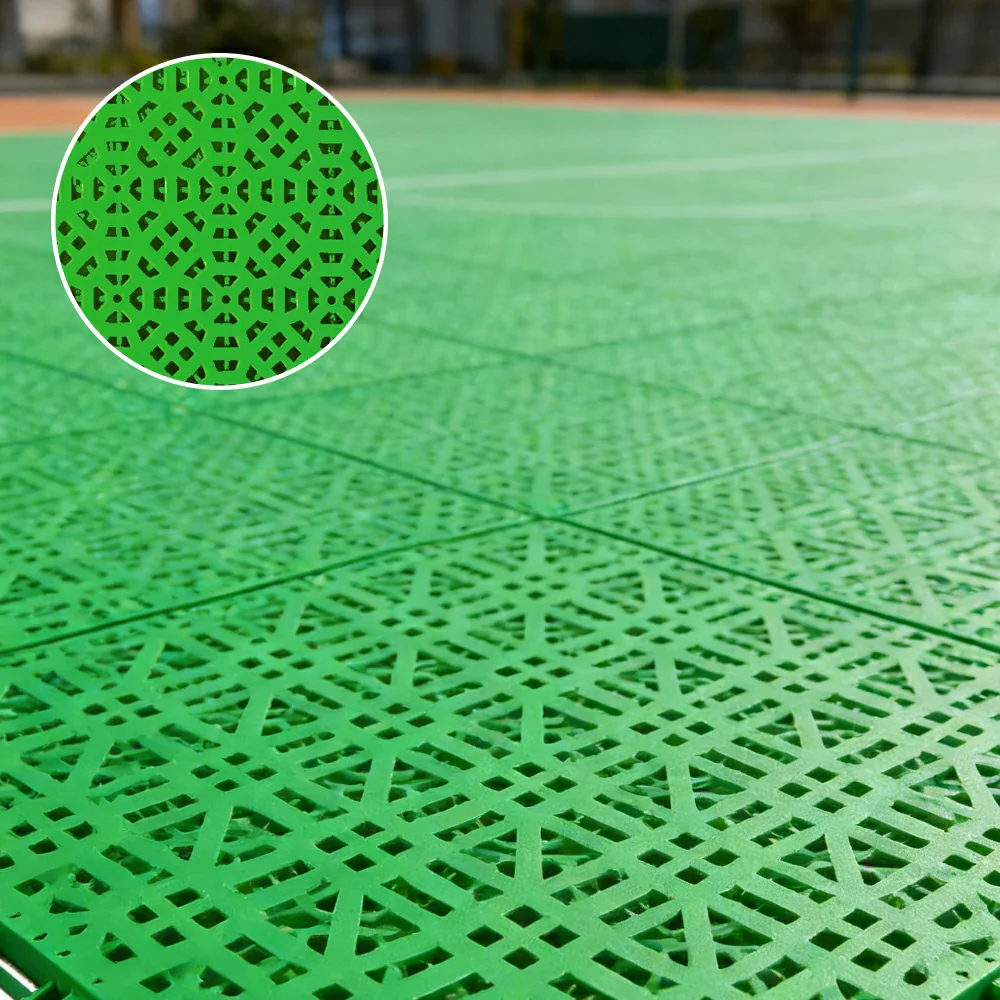 DUNK MASTER Interlocking Sports Floor Tiles - Anti-Slip Grid Pattern Court Flooring 25cm Modular Tiles for Basketball Courts 10/20/30 Square Meters - Apple Green - Image 4