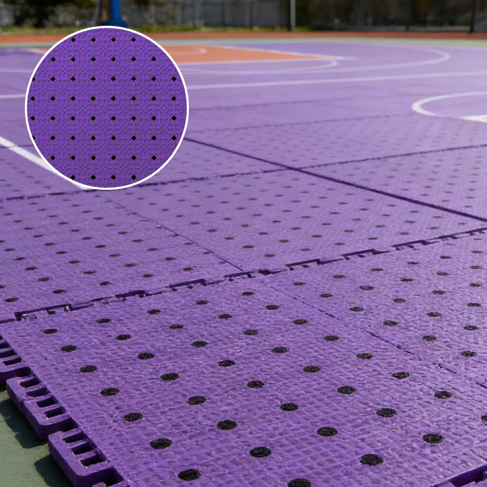 DUNK MASTER Outdoor Interlocking Sports Floor Tiles Anti-Slip Shock Absorbing Basketball Court Flooring 10/20/30 Square Meters - Purple - Image 4