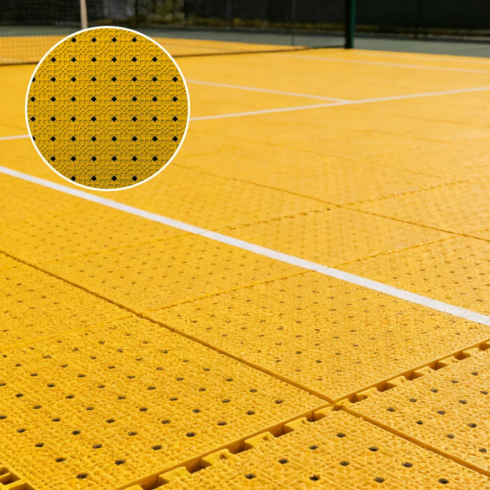 DUNK MASTER Outdoor Interlocking Sports Floor Tiles Anti-Slip Shock Absorbing Basketball Court Flooring 10/20/30 Square Meters - Yellow - Image 4