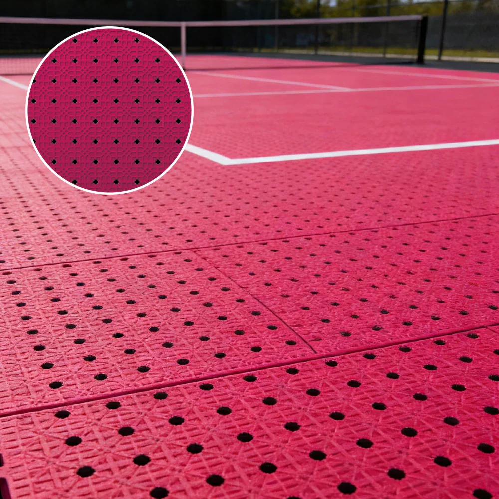 DUNK MASTER Outdoor Interlocking Sports Floor Tiles Anti-Slip Shock Absorbing Basketball Court Flooring 10/20/30 Square Meters - Rose Red - Image 2