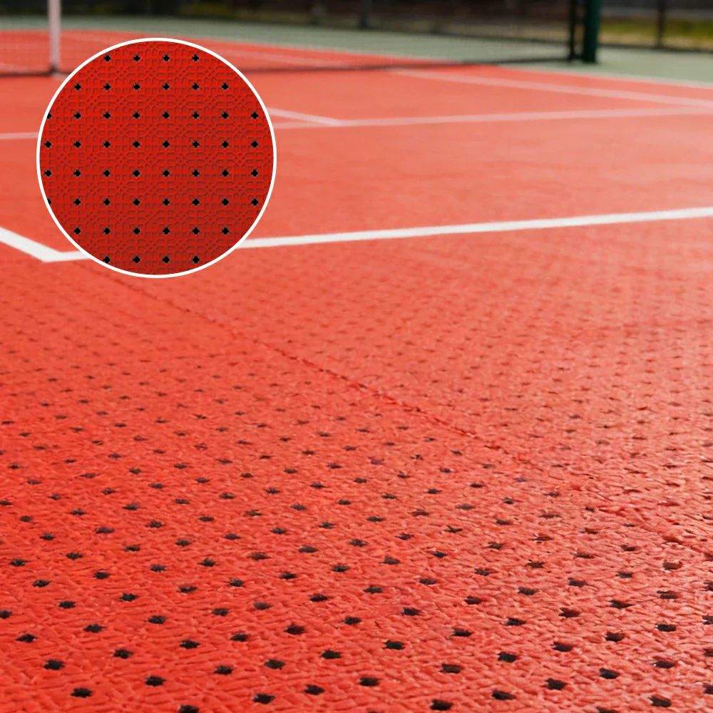 DUNK MASTER Outdoor Interlocking Sports Floor Tiles Anti-Slip Shock Absorbing Basketball Court Flooring 10/20/30 Square Meters - Red - Image 4