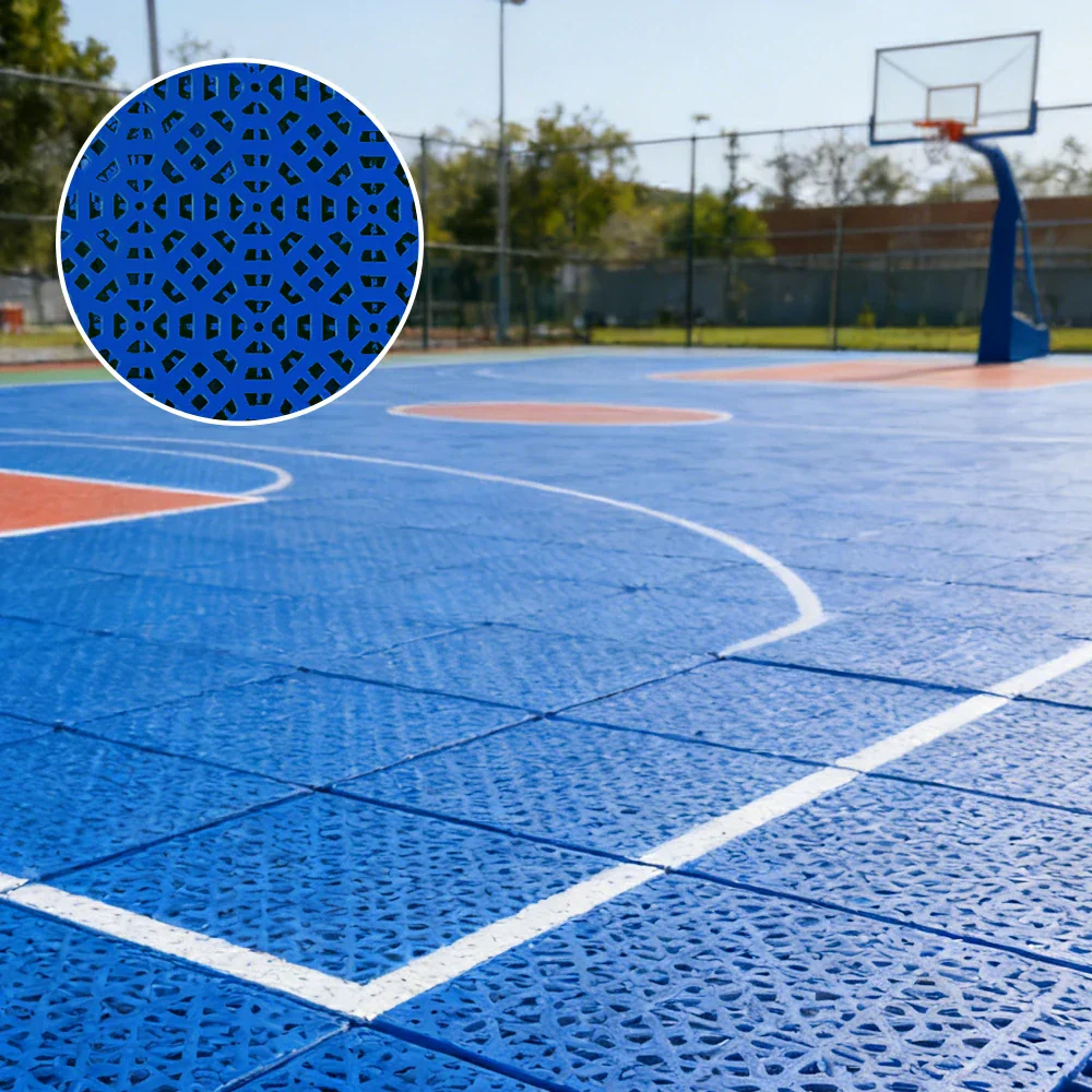 DUNK MASTER Interlocking Sports Floor Tiles - Anti-Slip Grid Pattern Court Flooring 25cm Modular Tiles for Basketball Courts 10/20/30 Square Meters - Royal Blue - Image 2