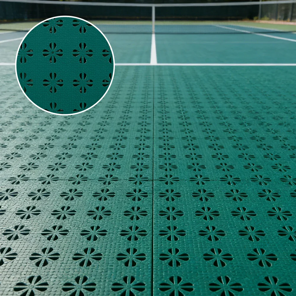 DUNK MASTER Interlocking Sports Court Tiles Anti-Slip Cushioning Drainage Flooring 10/20/30sqm Basketball Court Playground - Dark Green - Image 2