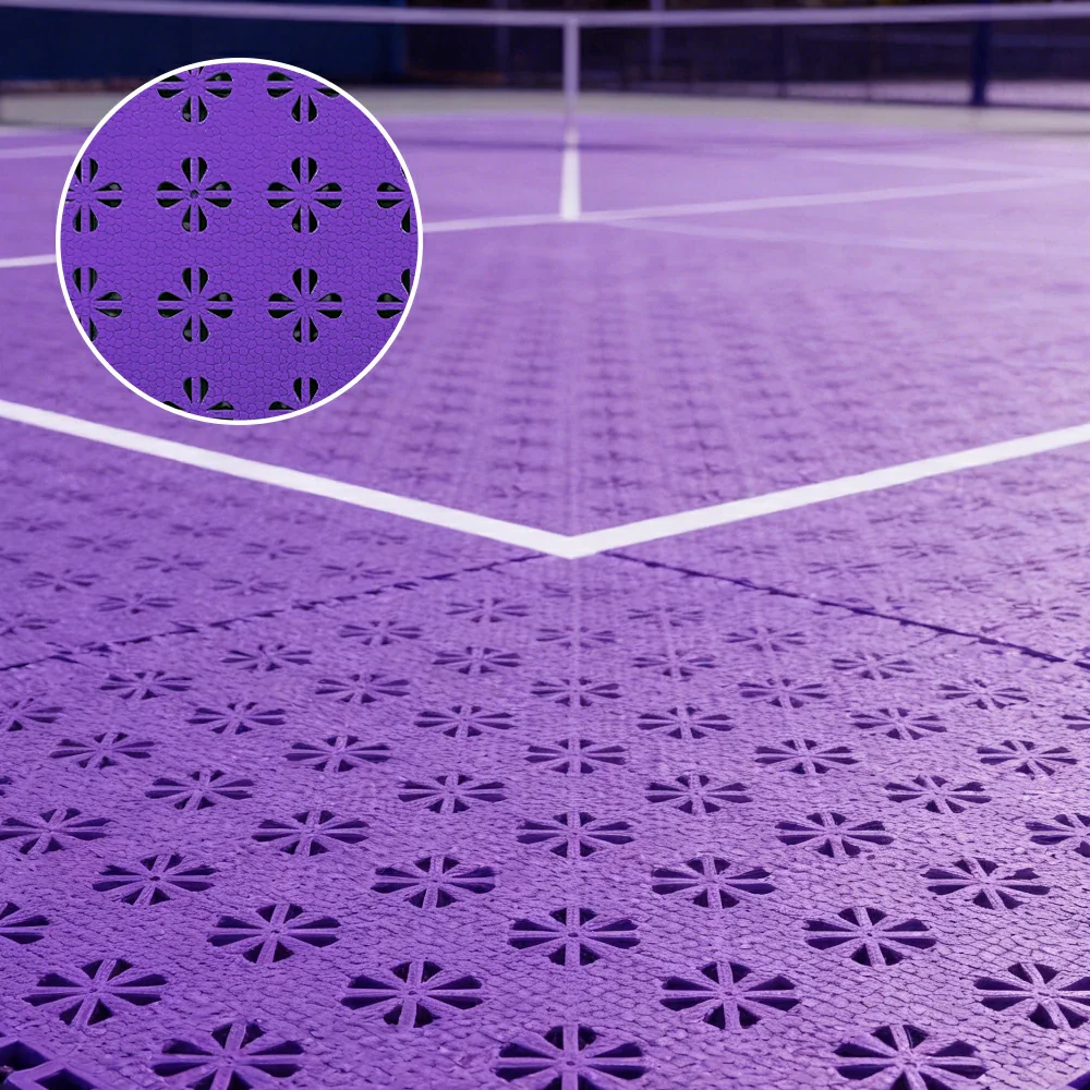 DUNK MASTER Interlocking Sports Court Tiles Anti-Slip Cushioning Drainage Flooring 10/20/30sqm Basketball Court Playground - Purple - Image 2