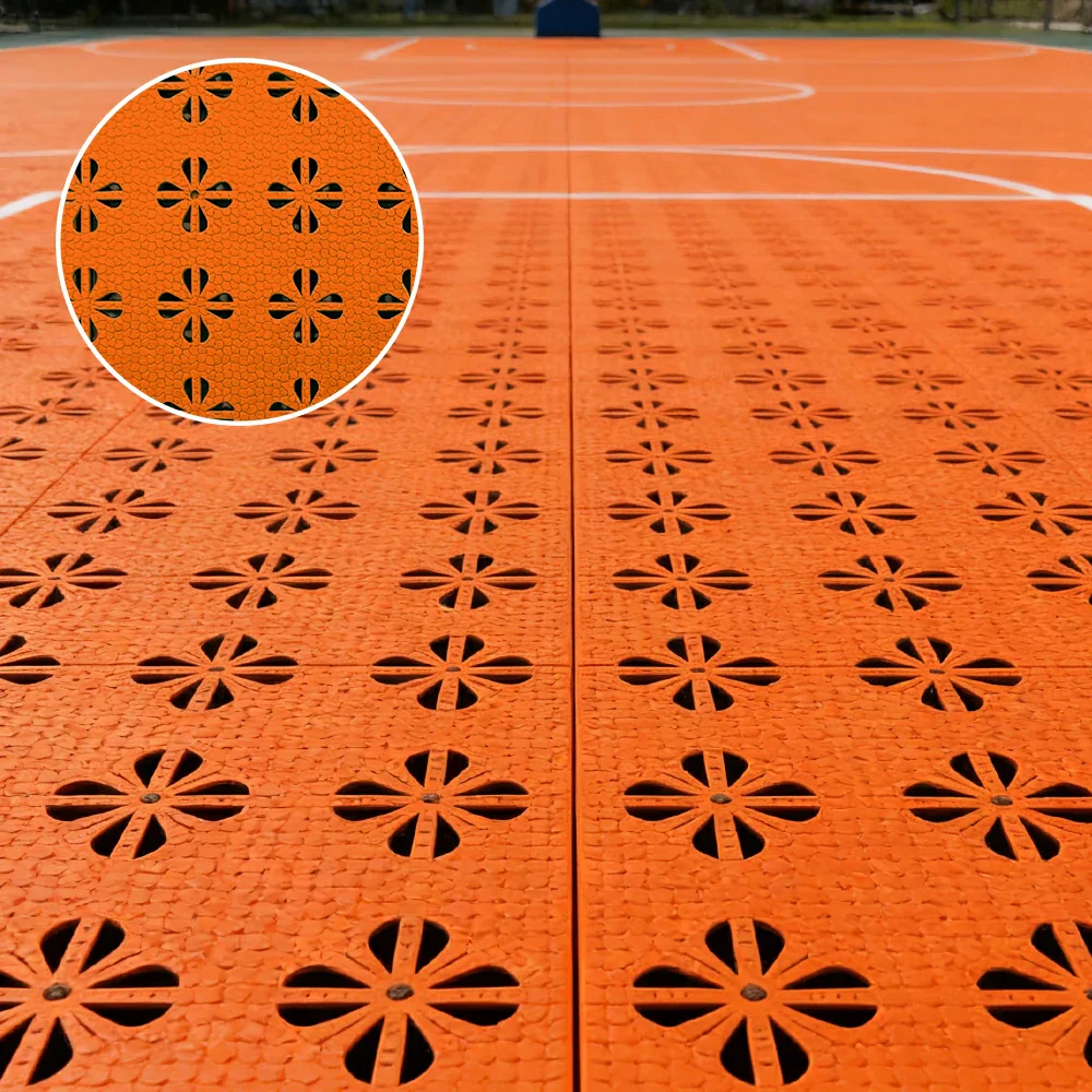 DUNK MASTER Interlocking Sports Court Tiles Anti-Slip Cushioning Drainage Flooring 10/20/30sqm Basketball Court Playground - Orange - Image 2
