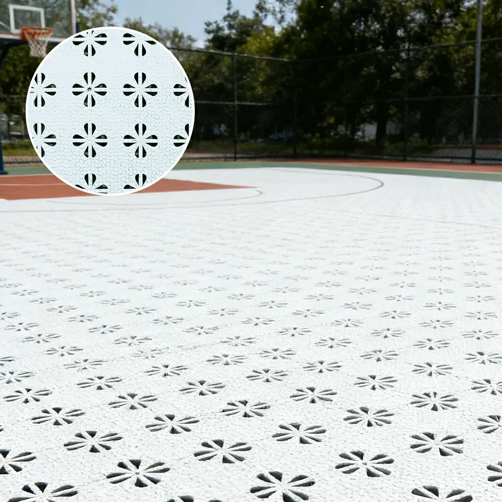 DUNK MASTER Interlocking Sports Court Tiles Anti-Slip Cushioning Drainage Flooring 10/20/30sqm Basketball Court Playground - White - Image 2