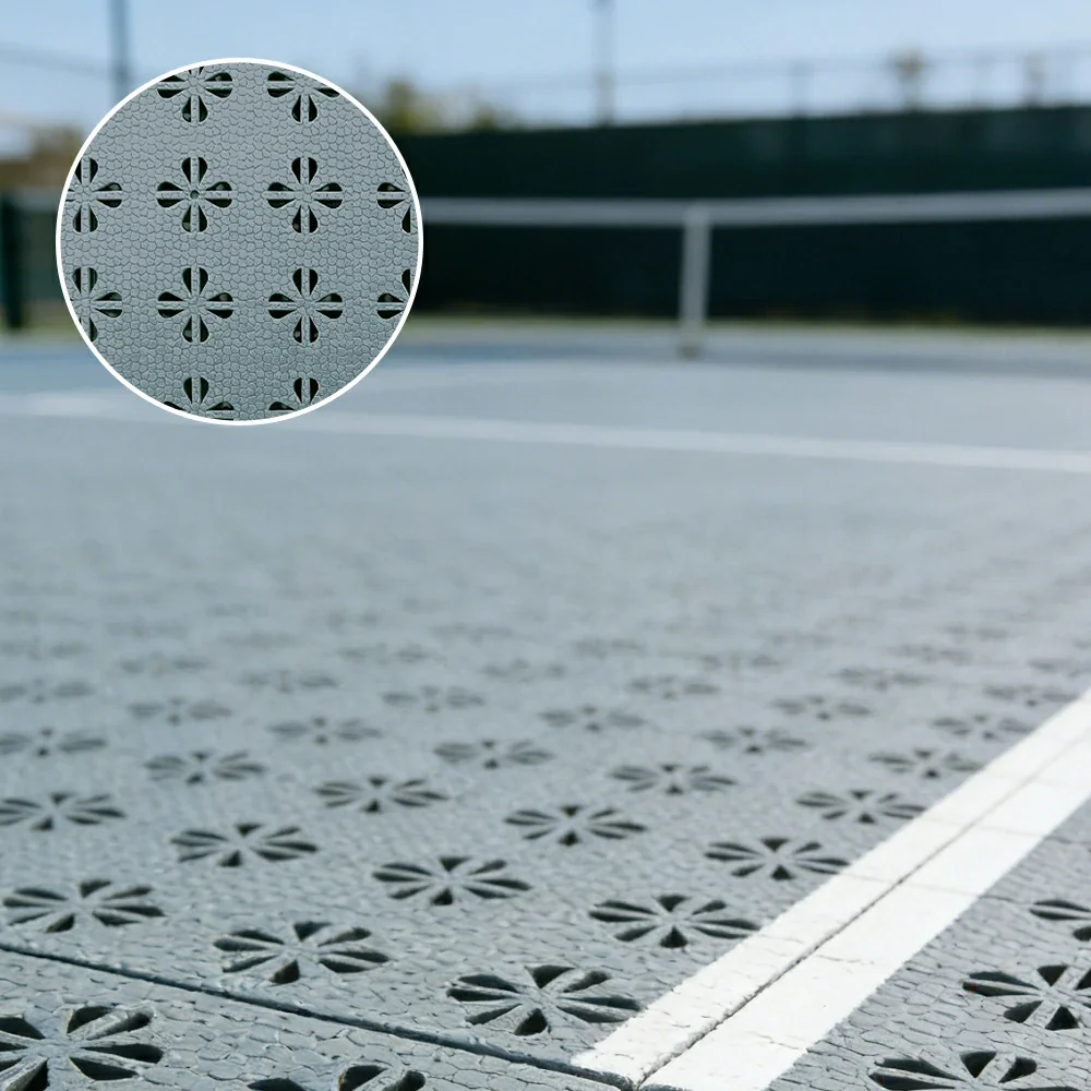 DUNK MASTER Interlocking Sports Court Tiles Anti-Slip Cushioning Drainage Flooring 10/20/30sqm Basketball Court Playground - Light Grey - Image 2