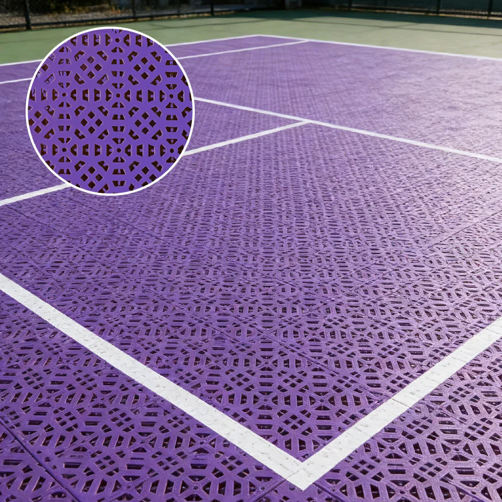 DUNK MASTER Interlocking Sports Floor Tiles - Anti-Slip Grid Pattern Court Flooring 25cm Modular Tiles for Basketball Courts 10/20/30 Square Meters - Purple - Image 2