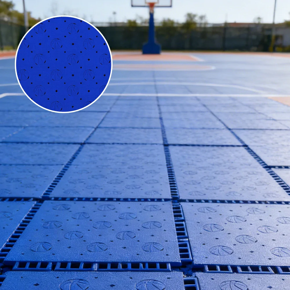 DUNK MASTER Outdoor Sports Flooring Tiles Interlocking Anti-Slip Court Floor 30.48cm Modular Tiles 10/20/30sqm Basketball Court Playground - Royal Blue - Image 2