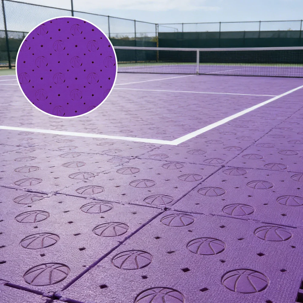 DUNK MASTER Outdoor Sports Flooring Tiles Interlocking Anti-Slip Court Floor 30.48cm Modular Tiles 10/20/30sqm Basketball Court Playground - Purple - Image 4
